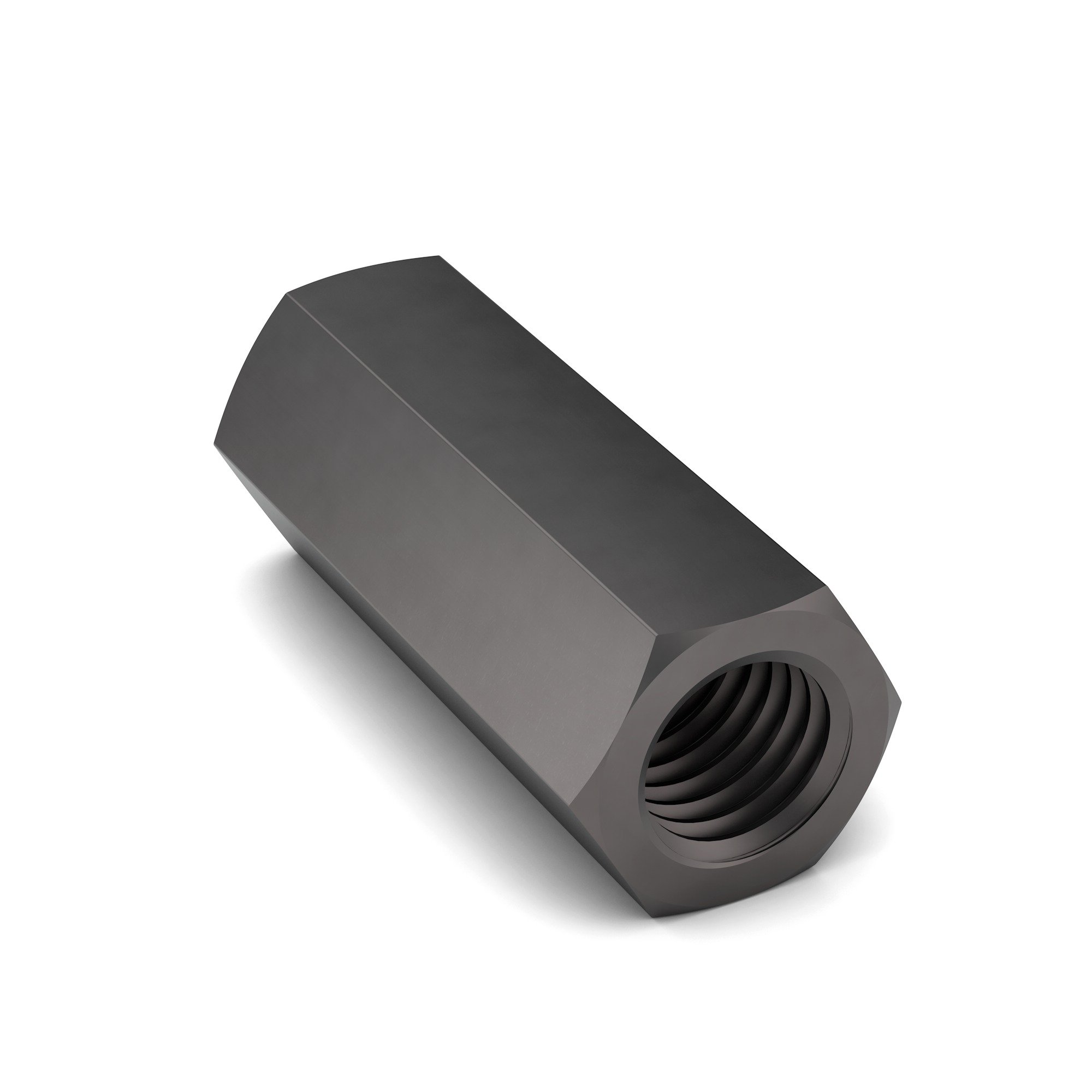 1/4-28x7/8 Carbon Steel Hex Coupling Nut Zinc Clear